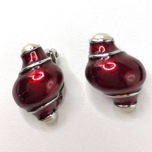 Vintage Red and Pearl Earrings